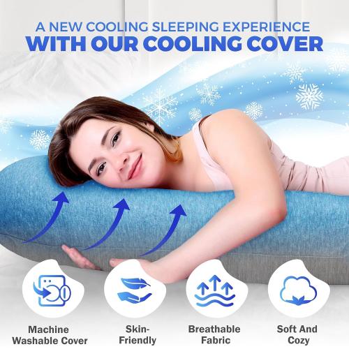 PILLANI Cooling Pregnancy Pillows for Sleeping – 57-Inch Maternity Pillow for Pregnant Women with Removable Washable Cover – Support for Back, Belly, Neck, Legs, & Hips – V C U Shaped Full Body Pillow