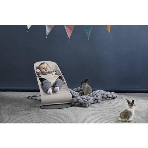 BabyBjörn Bouncer Bliss, Sand Gray, Cotton | 2-in-1 Adjustable Baby Bouncer Seat and Toddler Chair, Newborn to Toddler (8-29 lbs), 4 Positions, Lightweight & Portable