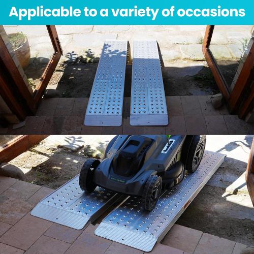 Aluminum Shed Ramp 55 L x 11 W Loading Ramps 3000 Lbs Capacity Lightweight Portable Ramp Anti-Slip Waterproof for ATV Lawn Mower Golf Cart Dirt Bike Motorcycle Garden Tractor 2Pcs