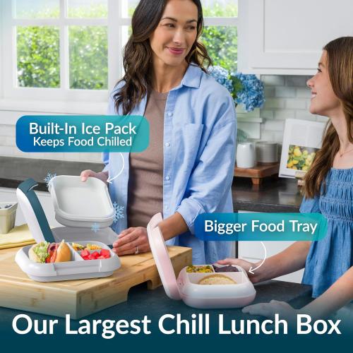 Bentgo Chill Max Leak-Proof XL Lunch Box - Included Ice Pack Keeps Food Cold; 5-Cup Capacity for Adults & Ages 8 , 3 or 4 Compartment Bento Box, BPA-Free, Dishwasher Safe (Fog & Deep Teal)