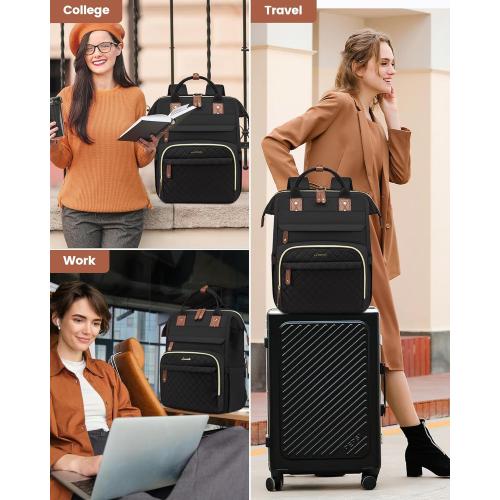 LOVEVOOK Laptop Backpack for Women, 17.3'' Waterproof Nurse Bag Teacher Work Backpack Purse for Women, Travel Computer Backpack for College Office Business Ladies