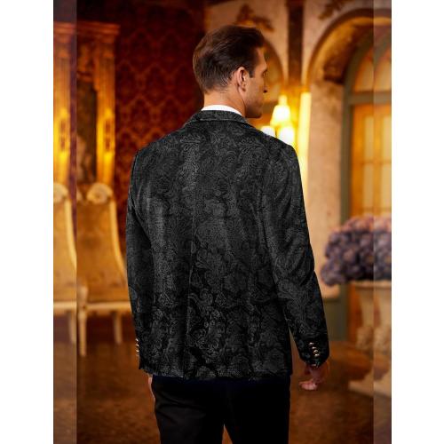 COOFANDY Men's Velvet Blazer One Button Velour Tuxedo Jacket Notched Lapel Suit Jackets with vest and pants  for Prom Wedding Party Dinner Size medium 3 pieces