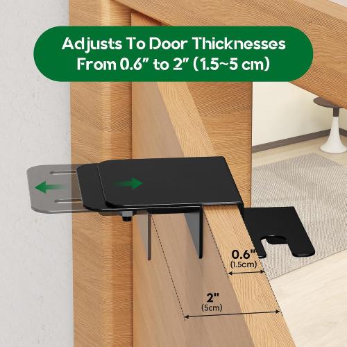 Child Safety Door Top Lock, Child Proof Door Top Lock, Top Door Lock for Kids Safety, Adjustable Lock Child Safety Top Lock, Sliding Door Lock for Kids Safety, Sturdy Metal, Black, 1 Pack