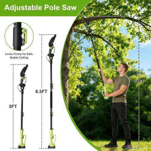 Electric Pole Chainsaw for Tree Trimming,8 Inch Battery Powered Pole Saw with Extension Pole,Lightweight Brushless Tree Trimmer for Branch Cutting,Limb Pruning,Yard Cleanup,Garden Maintenance Outdoor