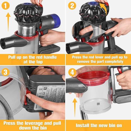 V8 Replacement Dust Bin for Dyson V7 V8 SV10 SV11 Parts Vacuum Canister Replacement for Dyson V8 Attachments Dust Bucket Container Trash Can Dirt Cup Dustbin Part No.967699-01