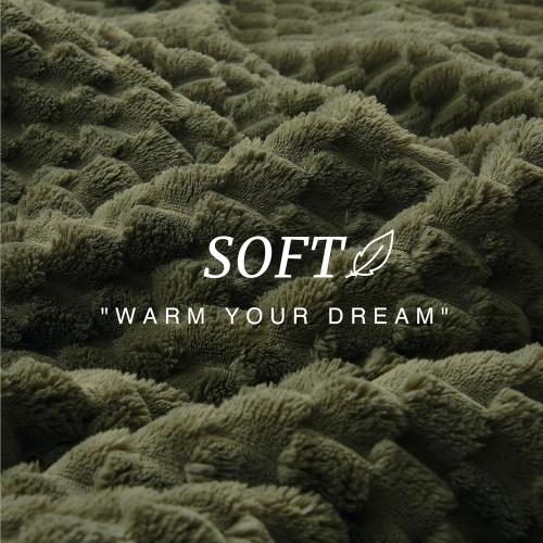 EXQ Home King Size Blanket for Bed or Couch - 3D Imitation Turtle Shell Jacquard Decorative Fleece Blankets - Cozy Soft Fuzzy Flannel Blanket Suitable for All Seasons(90×108,Dark Green)