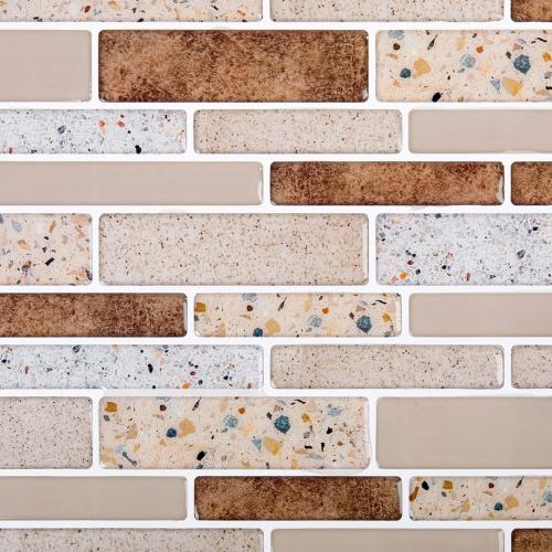 Set of 6 sheets Self-Adhesive Peel and Stick Accent Wall Tiles Set for Kitchen Backsplash, Bathroom, and Living Room (10772DC-6)
