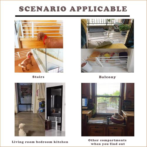 Short Dog Gate Expandable Dog Gate 22-39.37 to Step Over,Pressure Mount Small Pet Gate,Low Pet Gate-Adjustable,Puppy Gate Indoor for Doorway,Stairs (White, S(9.4''H))