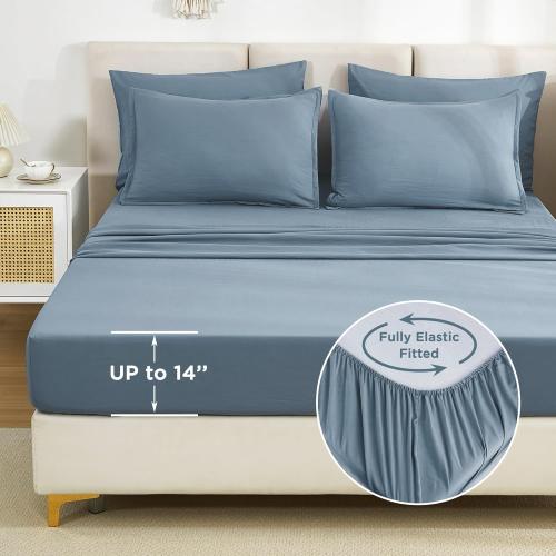 Litanika Twin/Twin XL Size Comforter Sets - 5 Pieces Bed in a Bag Grayish Blue, Lightweight Bed Set with Comforter, Sheets, Pillowcase & Sham