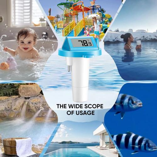 Solar Pool Thermometer Floating Easy Read - IPX8 Waterproof Digital Pool Water Temperature Thermometer for Swimming Pools, Hot Tubs, Ponds, Ice Baths