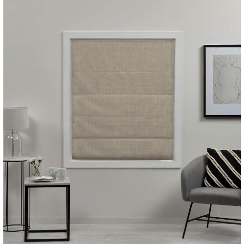 Exclusive Home Curtains Acadia 100% Blackout Roman Shade, 34x64, Natural, 1 Piece