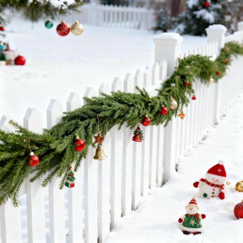 2 Pack Christmas Norfolk Pine Garlands 9FT, Real Touch Artificial Greenery Garland – Full Evergreen Pine Garland for Mantle, Fireplace, Table, Wall, Stairs & Outdoor Holiday Décor