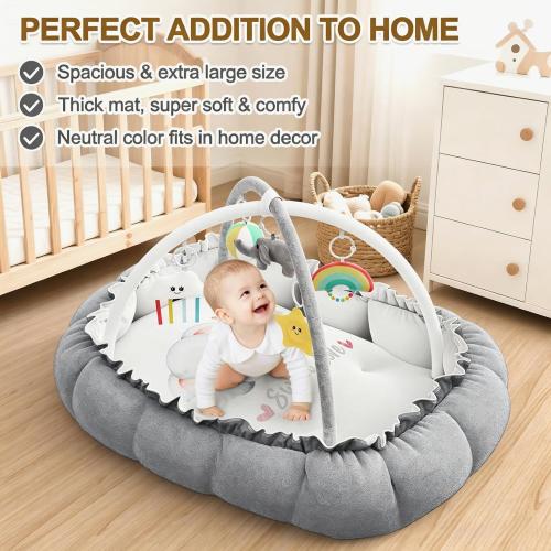 OCATO Baby Play Mat Gym Tummy Time Mat Thick Large Baby Activity Center | Baby Play Gym from Baby to Toddler Skills Development Baby Essentials Baby Shower Gifts Boy Girl for Babies