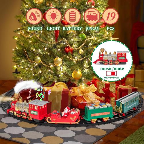 BainGesk Train Set, Christmas Train Set with Steam, Light and Sounds, Train Sets for Under Christmas Tree, Electric Train Toys for 3 4 5 6 7 8 Year Old Kids, Ideas Boys & Girls Christmas Gifts
