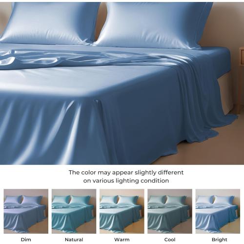 Size King Color Blue  Austrian Eucalyptus Tencel King Sheets Set-Premium Lyocell Cooling Super Breathable Silk Soft Deep Pocket 16 Sheets, Anti Pilling 4Pc Bed Sheets Set (King, Bahamas Blue)