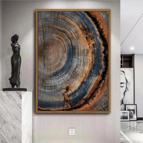 IBHJSART Framed Tree Ring Canvas Wall Art Vintage Colorful Wood Stump Painting Prints Modern Minimalist Pictures Neutral Nature Rustic Farmhouse Decor Living Room Bedroom Bathroom Office 12x16 Natural Framed