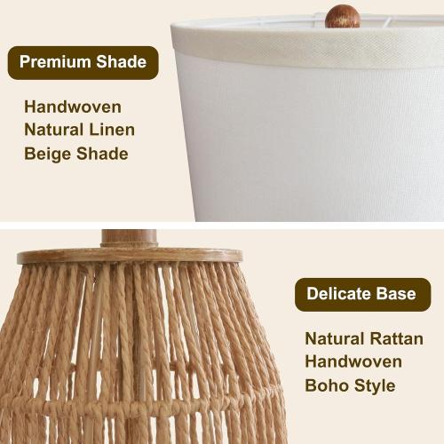 21 Boho Lamps Set of 2 for Bedroom Farmhouse Table Lamps for Living Room Rattan Wicker Rustic Bedside Lamps for Nightstand Vintage Desk Lamp for Home Office End Table Brown (2 Pack)
