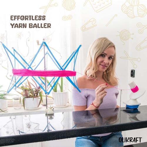 Olikraft Crochet Yarn Winder for Crocheting and Umbrella Swift (with Skein Holder) Set - Yarn Spinner for Crocheting, Cake Ball Winder, Roller, Baller, Spooler