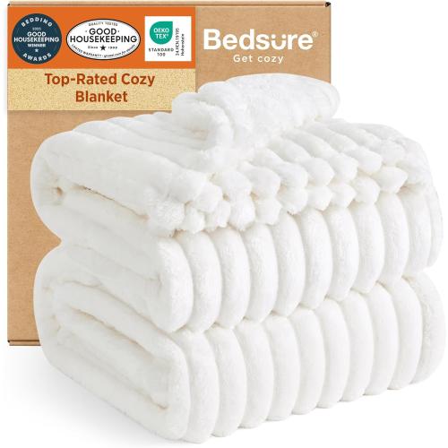 Bedsure GentleSoft Full Size Blanket for Bed - Cozy Soft Blankets for Women, Cute Large Fleece Throws for Girls, Off White, 84x90 Inches