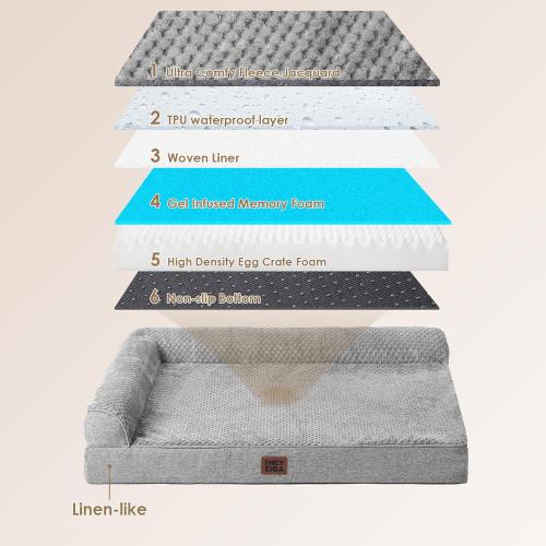 EHEYCIGA Orthopedic Dog Bed medium Size Dogs, Memory Foam Dog Bed with Washable Removable Cover, Waterproof Pet Sofa Couch for Crate with Nonskid Bottom,