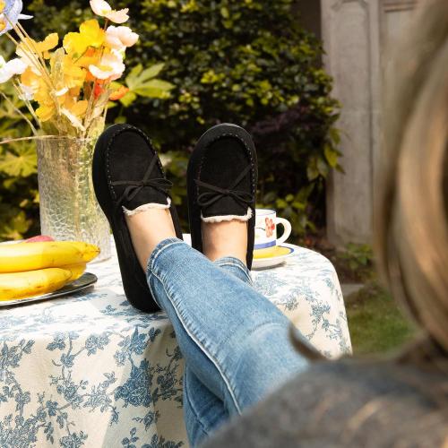 SIZE 8 HomeTop Women's Moccasins House Slippers Memory Foam Indoor Outdoor Ladies Shoe