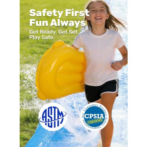 Sloosh Triple Water Slide with 3 BodyBoards, 18FT Lawn Slip Water Splash Slide Summer Toy Splash Pad with Build in Advanced Sprinkler for Kids Adults Backyard Summer Water Fun