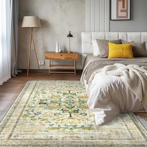 NORTHERN BROTHERS Washable Rug 6x9 - Area Rugs for Living Room Stain Resistant Non-Slip Backing Rugs for Bedroom, Low-Pile Vintage Large Area Rug