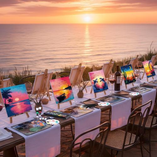 Cholemy 36 Pcs Paint and Sip Kit for Adults 8''x10'' Pre Drawn Canvas for Painting DIY Afro Acrylic Painting Kit Wood Easel Brushes Date Night Bulk for Mother's Day Party Gifts