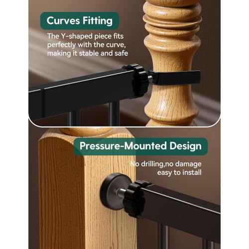 Babelio Baby Gate for Doorways and Stairs, 26-40 Auto Close Dog Gate, PressGuard C5, Easy-Install Pressure Mounted Satey Door, No Drilling Safety Gate for Child and Pets, Black