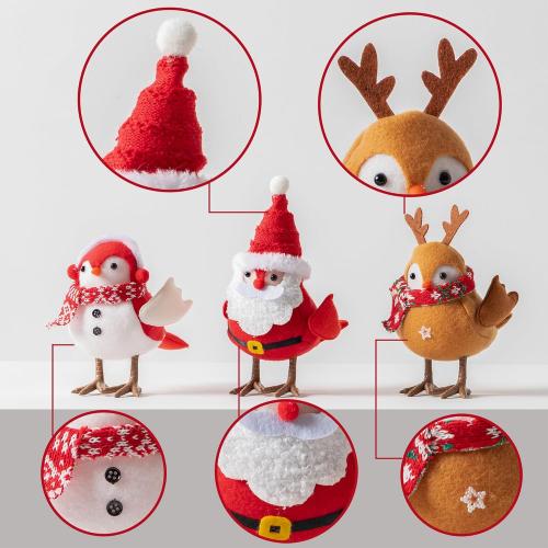 Christmas Decorations Birds,Christmas Birds,Christmas Decor Set of 3 Christmas Tree Birds for Christmas Decor, Ornaments for New Year Xmas Home Décor