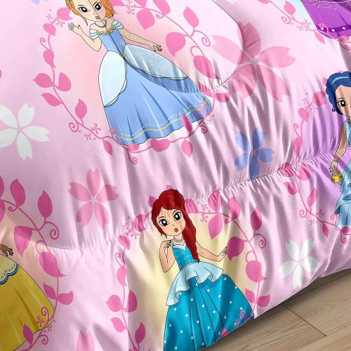 Princess Comforter Sets Standard for Girls, Cute Princess Bedding Comforter Sets, Pink standard Size Comforter Set for Girls Kids Standard Bedding Set with 1 Pillowcase