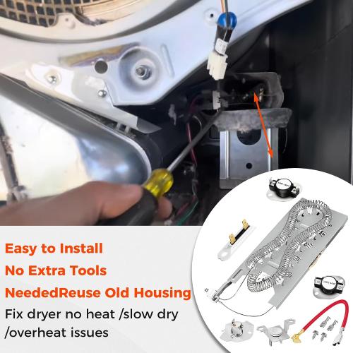 UPGRADE HEATING PLATE WP3387747 W11344457 Dryer Heating Element Kit For Whirlpool Cabrio Kenmore He2 Elite He3 Maytag Dryer MED6230RHW1 MEDB835DW GEW9250PW0 WD05X30818 GEQ9800PW2 MEDB835DW4 GEQ9800PW1