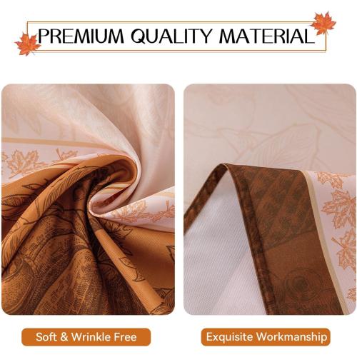 Romanstile Fall Rectangle Tablecloth 60 x 84 Inch, Thanksgiving Autumn Harvest Pumpkin Table Cloth, Stain Resistant Washable Table Cover for Dining, Party, Holiday Decor - Orange and Beige