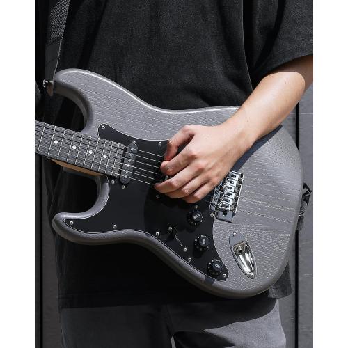 DONNER DST-80 Left-Handed Electric Guitar 39” Beginner Electric Guitar Kit with Amp, Classic SSS Pickup Complete with Gig Bag, Tuner, Capo, Strap, Picks, and Free Online Lessons, Matte Black