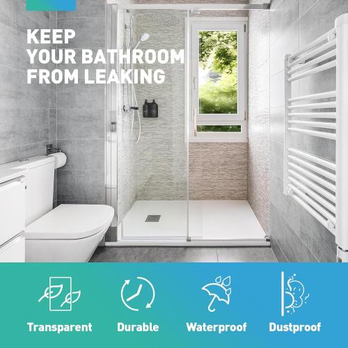 Sliding Shower Door Bottom Seal, 2 PCS 3/8 x 36 Sliding Shower Door Sweep for 3/8Inch Glass, Frameless Glass Door Seal Strip Stop Shower Leaks and Create a Water Barrier