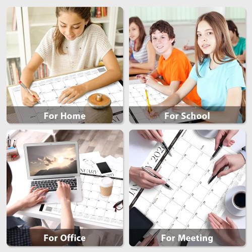 2026 Desk Calendar, Large Desk Calendar 22 x 17 (Jan 2026 - Jun 2027) Monthly Desktop Wall Planner for Family Teacher School Office Supplies, Black-White