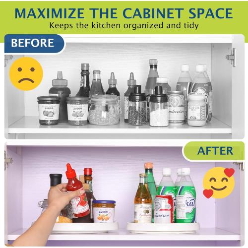 Lazy Susan Turntable, Set of 4, 10 Inch Non-Skid Lazy Susan Organizer for Cabinet, Pantry Organization, Kitchen Storage, Bathroom Sink Cabinet, Refrigerator, Countertop, Spice Rack (4 Pack 10 in)