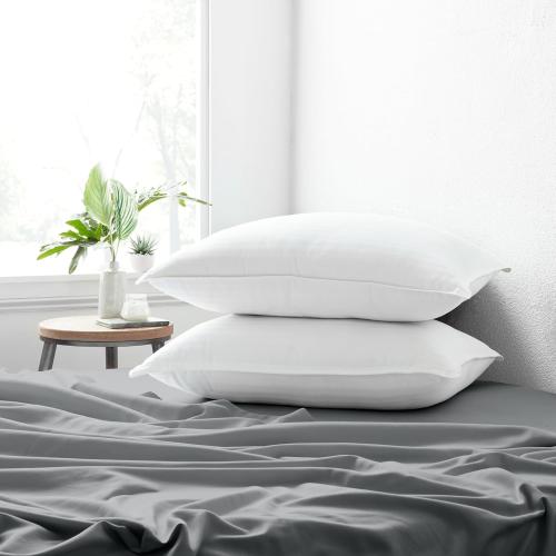 Linen Market Cooling Gel Queen Pillows Set of 2-100% Cotton Cover, Soft Gel-Fiber Filling, Bed Pillows for All Sleepers, Odorless and Non-Toxic, Perfect Firmness for Cool Comfort