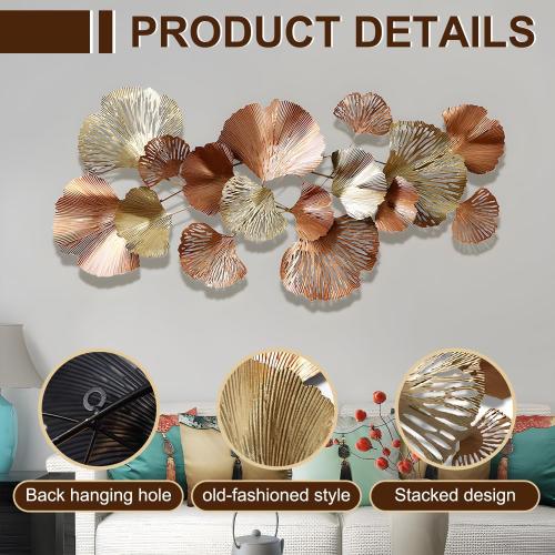 edaknez Gold Metal Wall Decor, Large Metal Wall Art for Living Room, 3D Modern Wall Decoration, for Indoor Outdoor Bedroom Coastal Nautical (D 135x62x6cm)