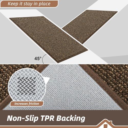 BEQHAUSE Kitchen Rugs 32x48, Non-Slip Kitchen Mats for Floor, Super Absorbent and Stain Resistant Kitchen Rugs, Machine Washable Rugs for Kitchen, Hallway, Laundry & Sink, Brown