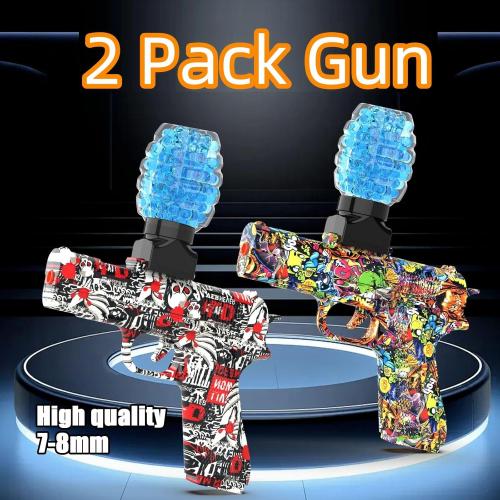 2 Pack Gel Ball Blaster Guns, Small Manual Splat Orby Gun, Gel Splatter Blaster for Adults, Outdoor Activities Shooting Games for Backyard, Garden& Lawn, Ages 14 & Up (Red   Yellow)