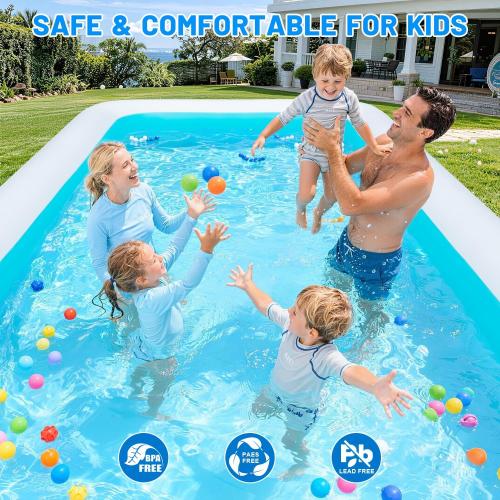 Extra Large Inflatable Swimming Pool – 165 x 76 x 22 Oversized Blow Up Pool for Adults, Big Family Backyard Pool with Pump, Thickened Kiddie Pool for Summer Water Party, Easy Set Up