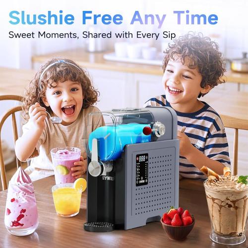 Slushie Machine – No Ice Needed, 88oz Frozen Drink & Soft Serve Ice Cream Machine. Slushy Machine For Home with LED Display, One-Touch Reservation & 6 Pre-set Programs for Frozen Margaritas, Frappés