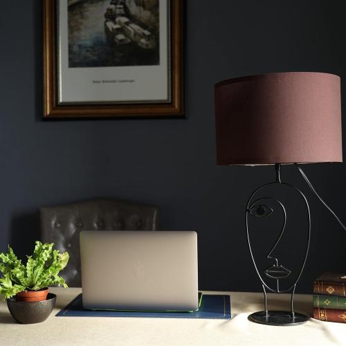 WOXXX Table Lamps for Living Room Set of 2 Industrial Farmhouse Table Lamp with Brown Shade Modern Black Table Lamps for Bedroom Office Kids Room Home Nightstand Lamps Bedside Lamp Desk Lamp (2 Pack)