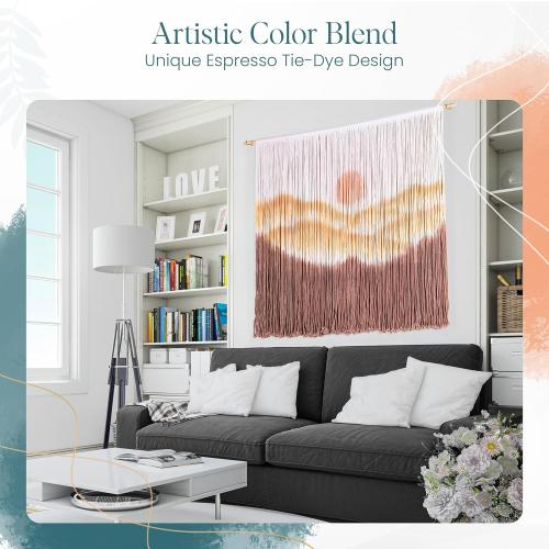 Ductra Macrame Wall Hanging Macrame Wall Decor Tie-Dye Tapestry Living Home Room Decor 57 Wx 41 L