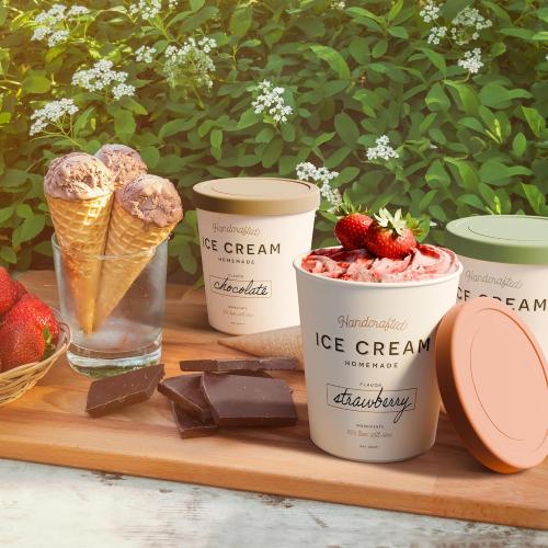 ZICOTO Set of 3 Reusable Ice Cream Containers 1 Quarts ea. - Perfect for Homemade Sorbet, Frozen Yogurt Or Gelato - Stackable Storage Pint Containers, Stickers And Lids Stores Easily In Freezer
