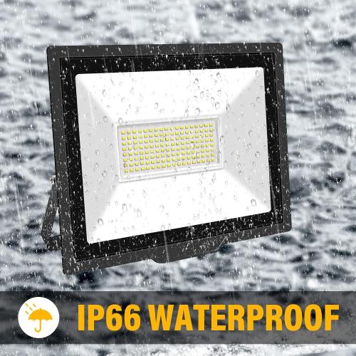 100W LED Flood Light Outdoor 10000LM Super Bright Outdoor Lights 6000K Daylight White IP66 Waterproof Security Lights for Garden, Garage, Yard, Sports Ground, Patio, Pathway Porch