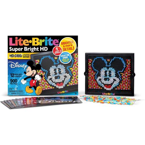 Lite Brite Super Bright HD, Disney Edition - Creative Retro Light-Up Screen – Educational Play for Children, Enhances Creativity, Gift for Boys and Girls Ages 6