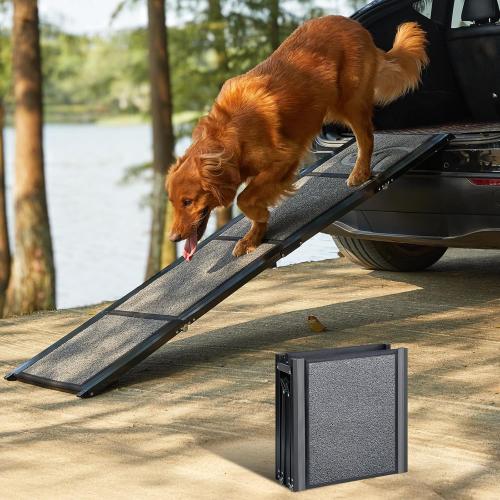 Upgraded Dog Ramp for Car 71'' X-Long & 19.7 Wider Folding Dog Ramps for Large Dogs with Non-Slip Rug Surface Portable Doggy Ramps for SUV Car & Truck, Up to 250 LBS