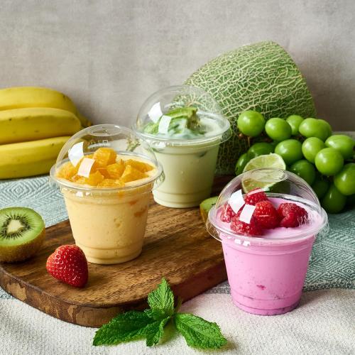 JOLLY CHEF 200 Sets 9 oz Clear Plastic Cups with Dome Lids, and Paper Lid Liners, Plastic Dessert Cups with lids for Parfait, Ice Cream, Snacks, Fruit, Pudding